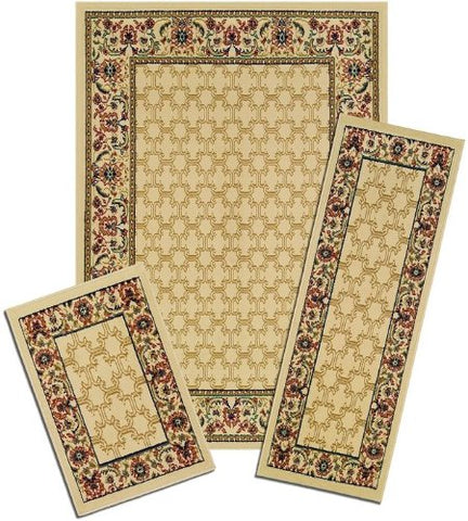 Park Avenue Collection Capri 3 Piece Rug Set - Golden Lattice