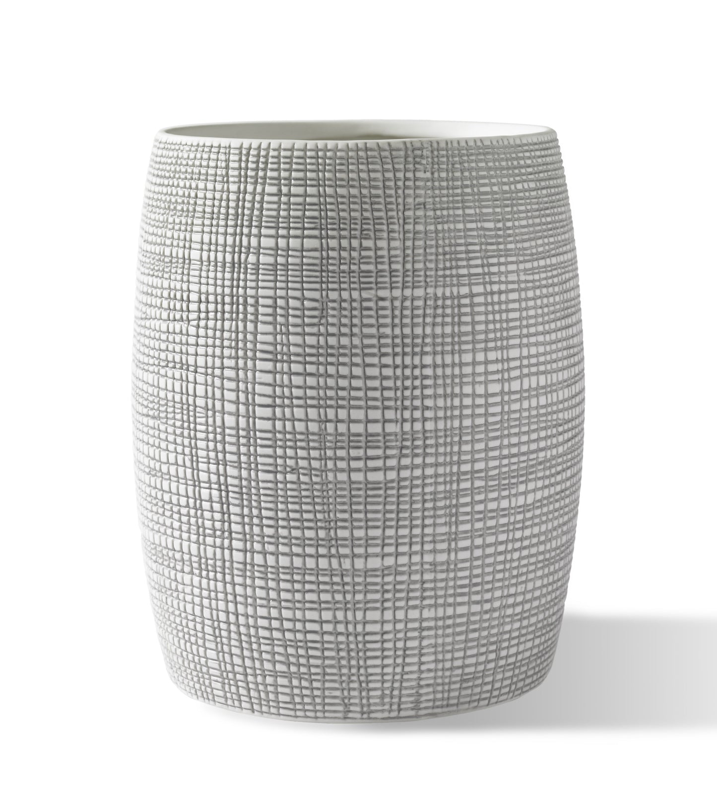 Royal Bath Raffia Embossed Porcelain Wastebasket 7.09"D x 9.45"H