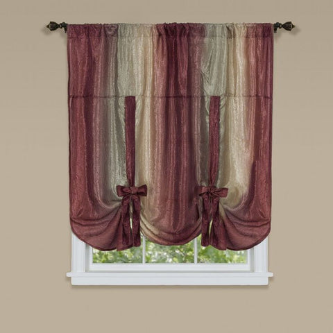 Traditional Elegance Ombre Window Curtain Tie Up Shade 50x63 - Burgundy