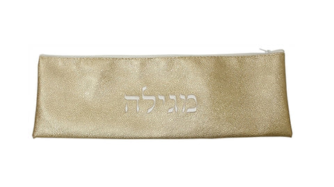 Ben and Jonah Vinyl Purim Megillah Storage Bag-Faux Gold Croc Skin