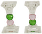 Ben and Jonah Sabbath/Shabbos Crystal Candlesticks- Pink and Green- 4.75" H 2.5" L