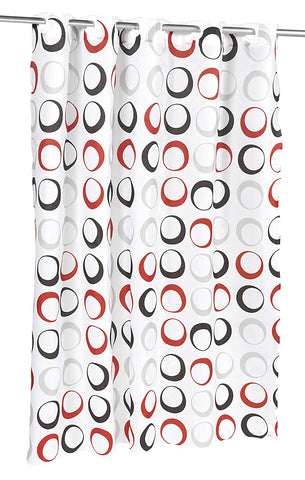 Park Avenue Deluxe Collection Park Avenue Deluxe Collection EZ-ON?  inch Circles inch  Polyester Shower Curtain in White Black& Red