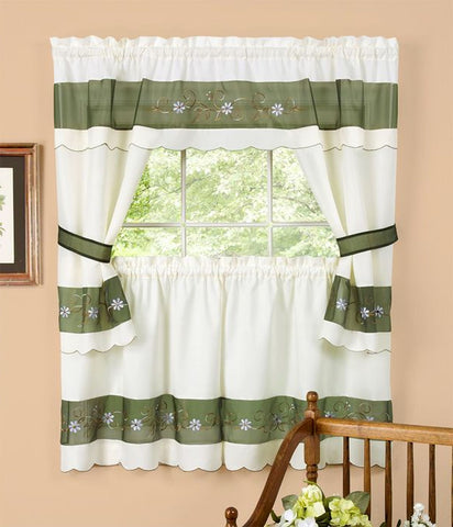 Traditional Elegance Berkshire Embellished Cottage Window Curtain Set 58x36