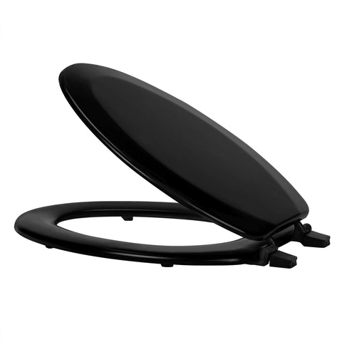 Traditional Elegance Elite 19 Inch Elongated Wood Toilet Seat - Black