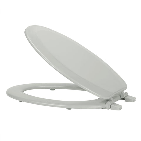 Traditional Elegance Elite 19 Inch Elongated Wood Toilet Seat - Silver