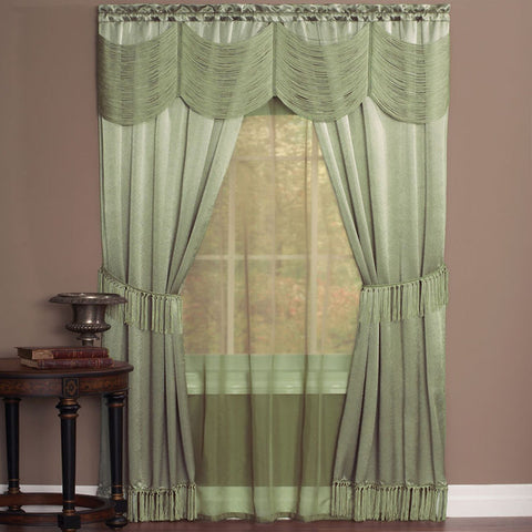 Traditional Elegance Halo 6 Piece Window Curtain Set - 56x63 - Sage