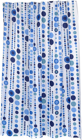 BenandJonah Collection Fabric Extra Long Shower Curtain 70 x 84 Blue Bubble
