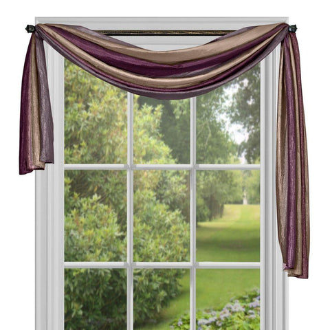 Traditional Elegance Ombre Window Curtain Scarf 50x144 - Aubergine