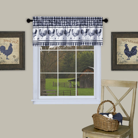 Traditional Elegance Farm Window Curtain Valance - 58x14 - Navy