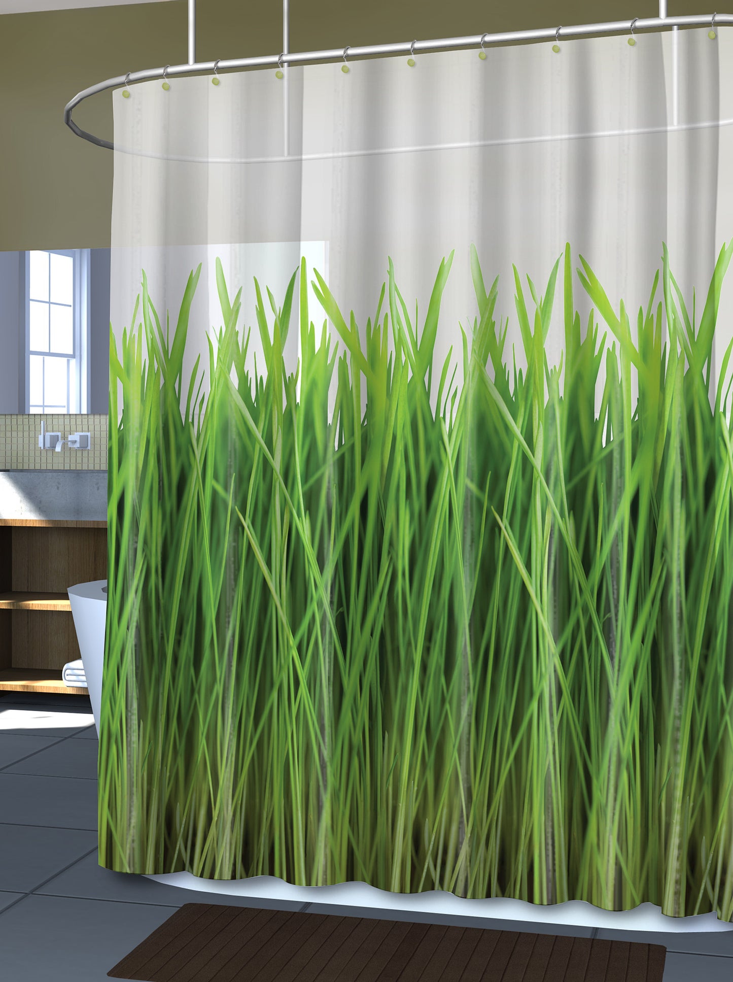 Royal Bath The Grass Is Always Greener PEVA Non-Toxic Shower Curtain (70" x 72")