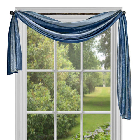 Traditional Elegance Ombre Window Curtain Scarf 50x144 - Blue