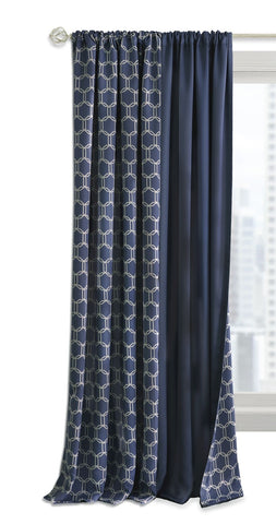 Traditional Elegance Anochecer Reversible Blackout Rod Pocket Curtain Panel - 50x84 - Navy