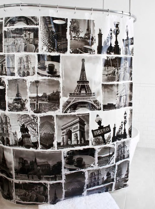 Royal Bath Paris Glam Landmarks PEVA Non-Toxic Shower Curtain (70" x 72")