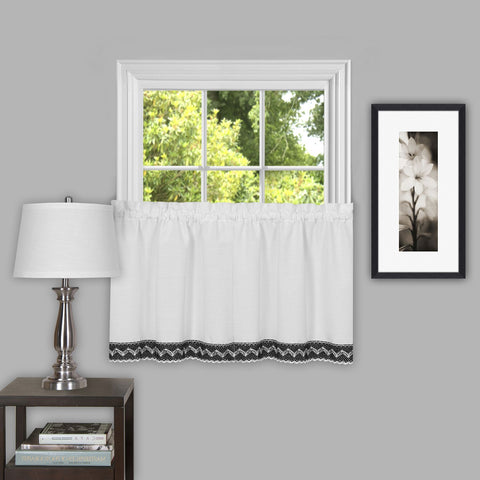 Traditional Elegance Provincial 58x36 Window Curtain Tier Pair - Black