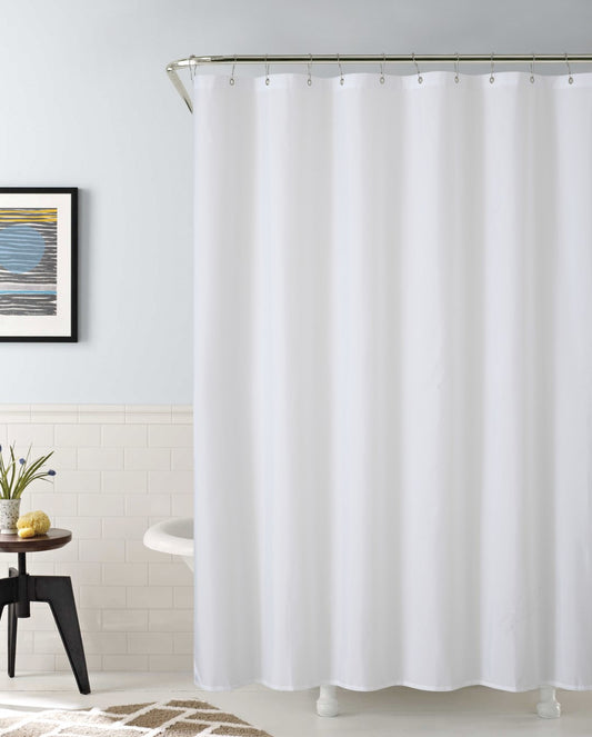 Royal Bath 2 in 1 Fabric Front Shower Curtain with Peva Non-Toxic Liner Backing - White (72" x 72")