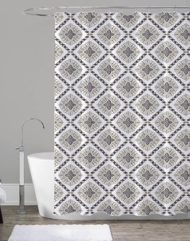 Royal Bath Diamond Mandala Canvas Fabric Shower Curtain (70" x 72")