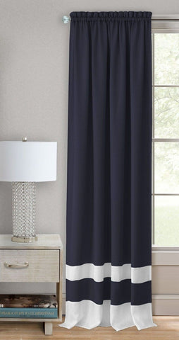 Traditional Elegance Kate Rod Pocket Window Curtain Panel - 52x84 - Navy/White