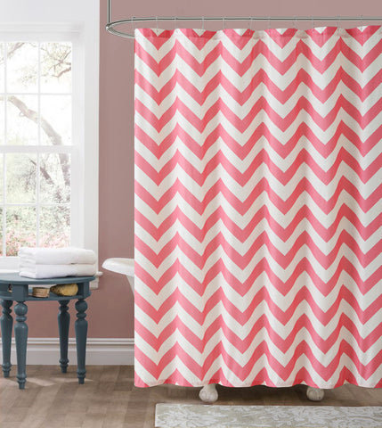 Royal Bath Pink Chevron Embossed Microfiber Fabric Shower Curtain - 72" x 72"