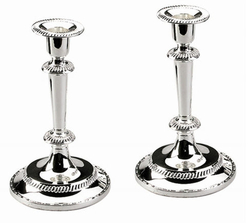 Ben and Jonah Elegant Sabbath/Shabbos Silver Plated Candlesticks- 7.5"H-Highly Polished