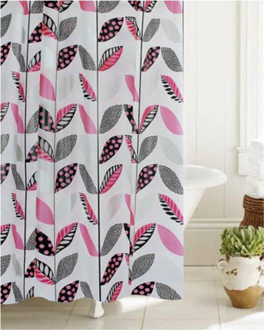 Royal Bath Stripe-a-Dot Floral Glam PEVA Non-Toxic Shower Curtain (70" x 72") with 12 Roller Hooks
