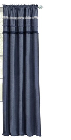 Traditional Elegance Blue Jean Rod Pocket Window Curtain Panel - 52x84 - Blue