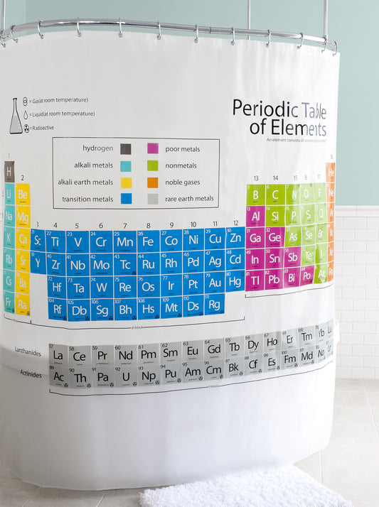 Royal Bath "Just Chemistry" H2O Repellent Periodic Table of Elements PEVA Non-Toxic Shower Curtain (70" x 72")