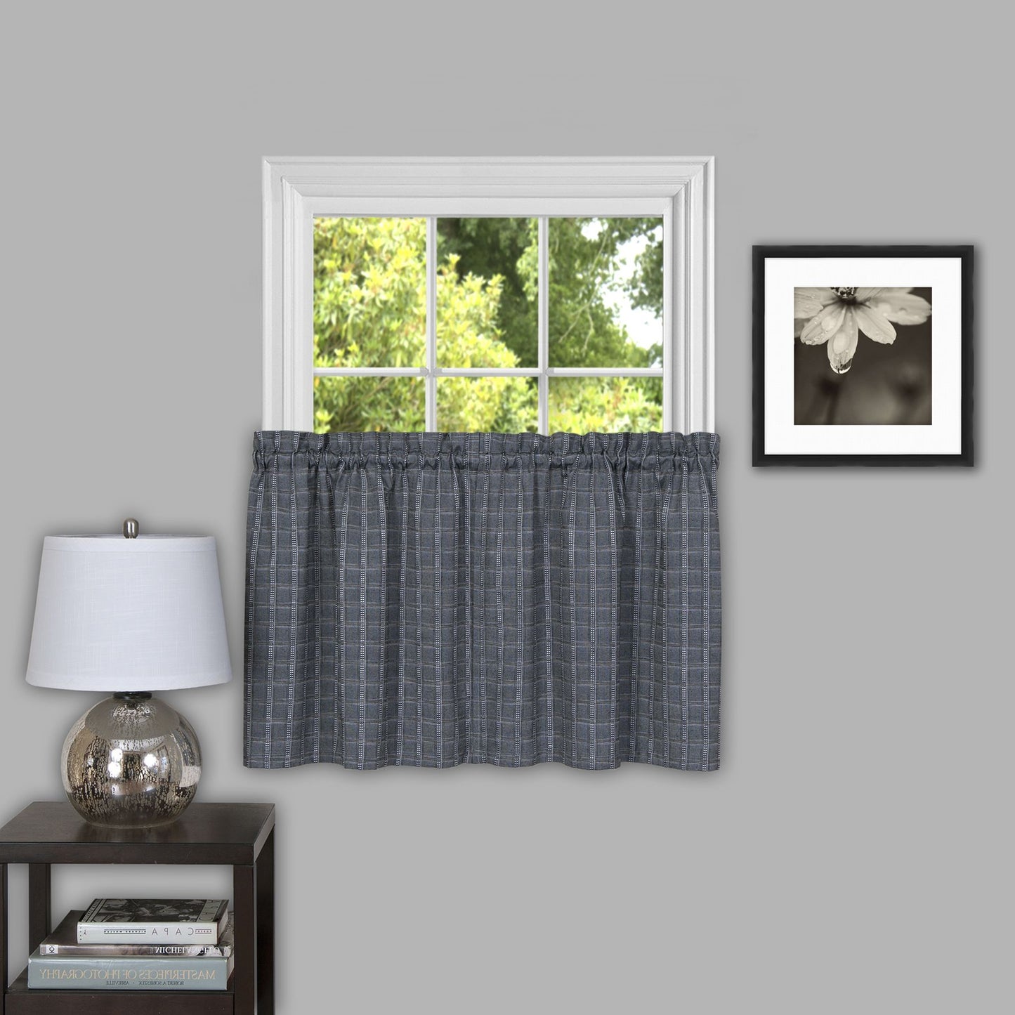 Traditional Elegance Fionna 58x24 Window Curtain Tier Pair  - Grey