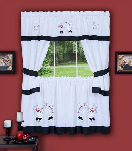 Traditional Elegance Gourmet Embellished Cottage Window Curtain Set 58x36