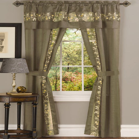 Traditional Elegance Fairfax 5 Piece Window Curtain Set - 55x84 - Taupe