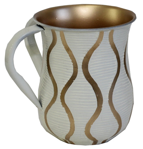 Ben and Jonah Washing Cup Stainless Steel- White/Gold Pattern
