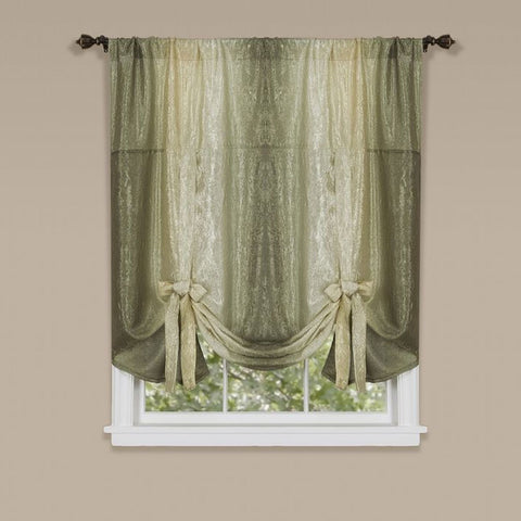 Traditional Elegance Ombre Window Curtain Tie Up Shade 50x63 - Sage