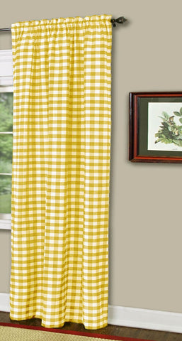 Traditional Elegance Buffalo Check Window Curtain Panel - 42x84 - Yellow