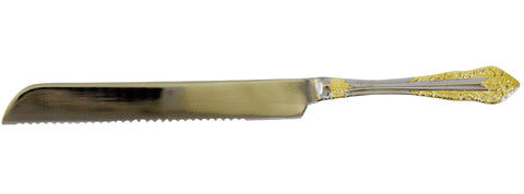 Ben and Jonah Challah Bread Knife- Antique Baroque-Gold Finish-12"L
