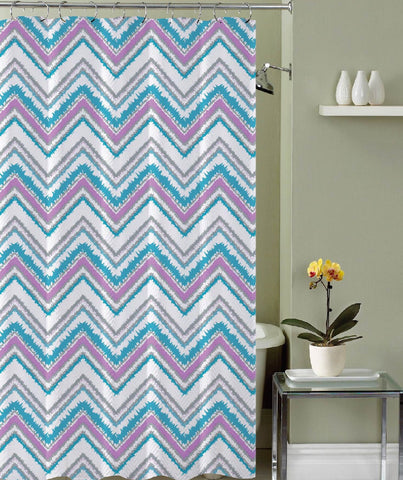 Royal Bath Electric Chevron Ombre Burst Fabric Shower Curtain (70" x 72") with Roller Hooks