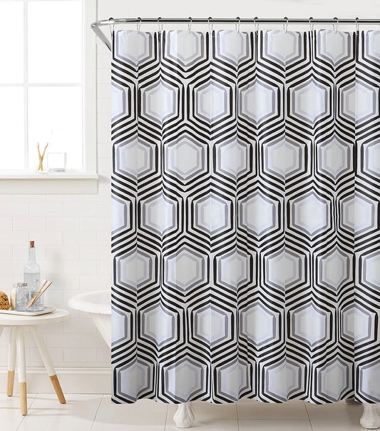 Royal Bath Honeycomb Highway PEVA Non-Toxic Shower Curtain - 72" x 72"with 12 Matching Roller Hooks