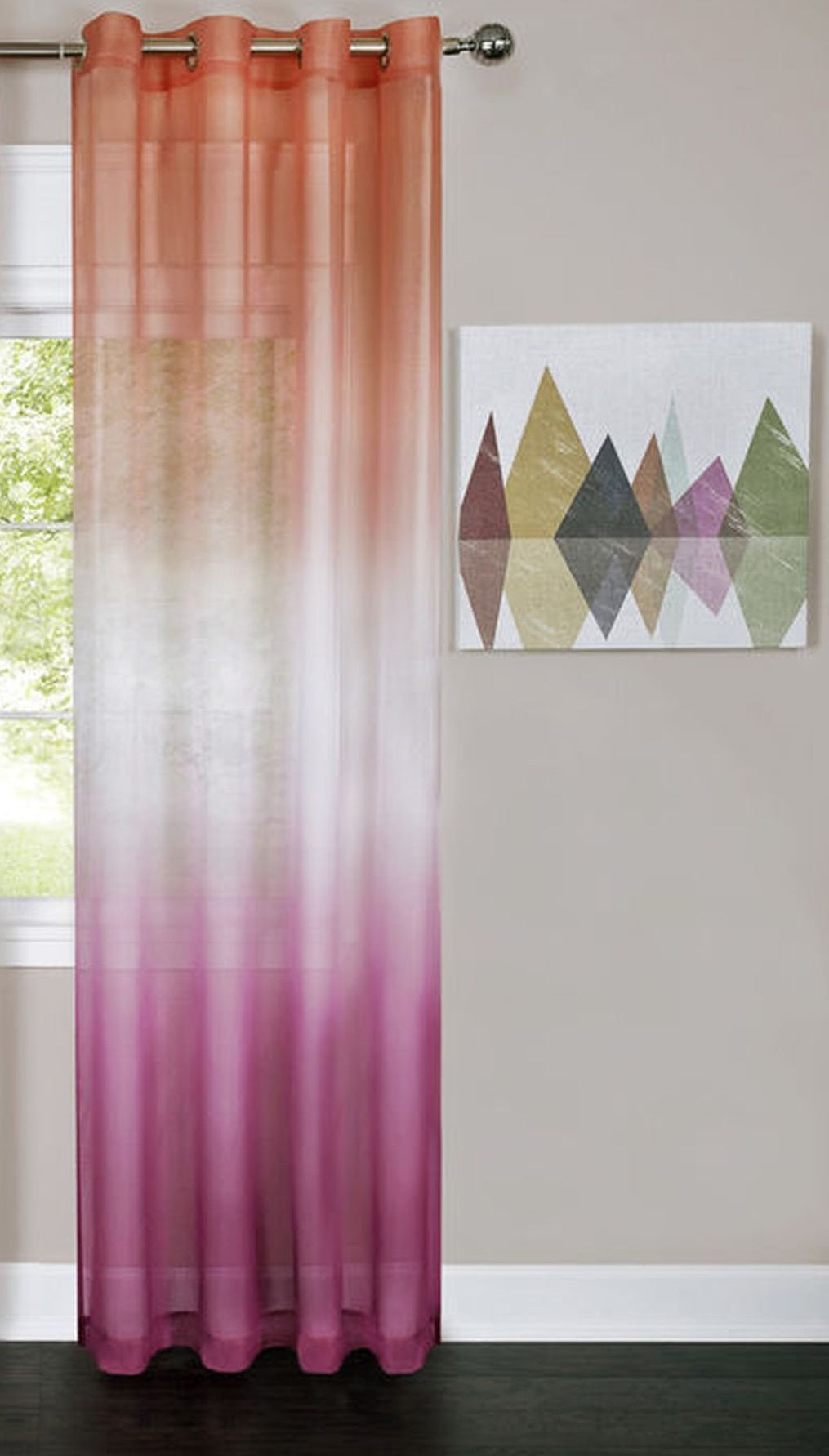 Traditional Elegance Spectrum - Single Grommet Window Curtain Panel - 52x63 Pink