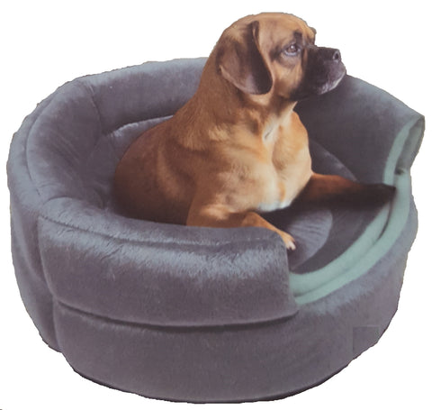 Pet Rite Collection  Grey Convertible Pet Bed 16" x 15" x 12.5" (Open)