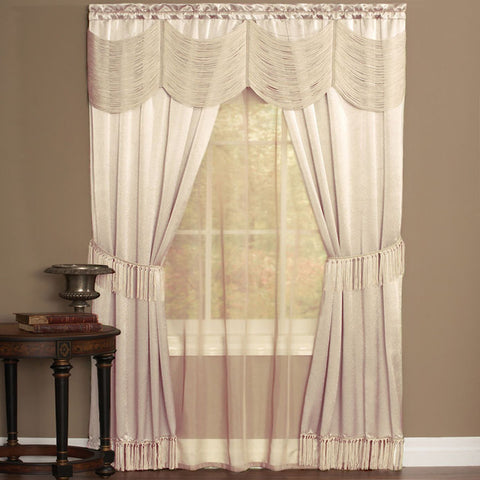 Traditional Elegance Halo 6 Piece Window Curtain Set - 56x63 - Ivory