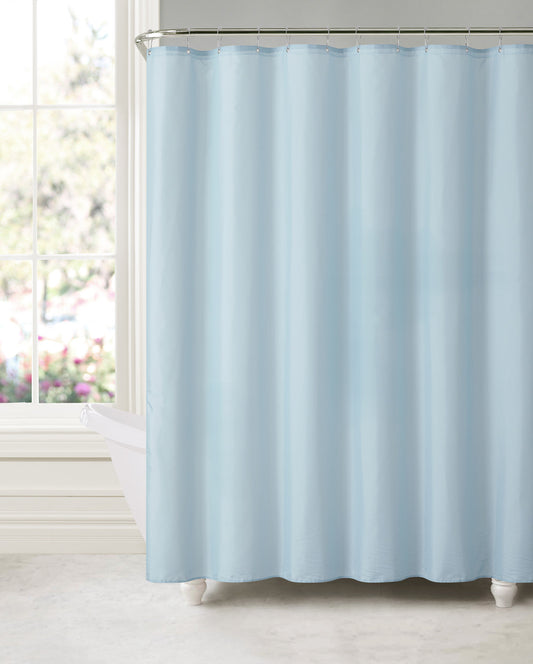 Royal Bath Sky Blue Water & Mildew Resistant Fabric Shower Curtain Liner (70" x 72") with Suction Cups (for Wall)