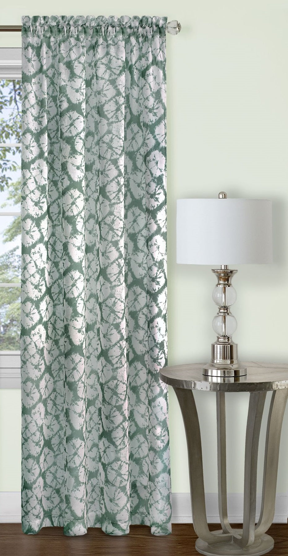 Traditional Elegance Batik Window Curtain Panel - 52x63 - Sage