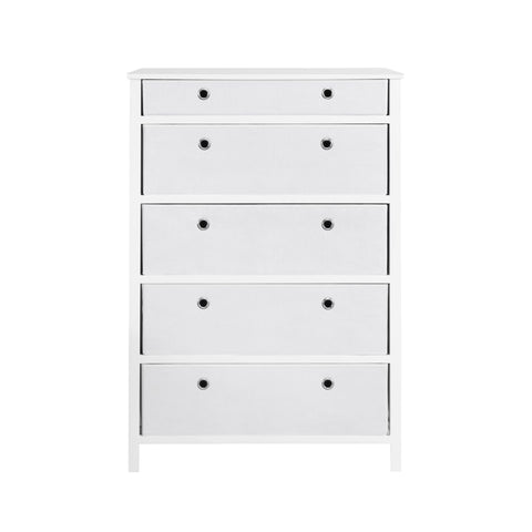 Traditional Elegance EZhome Foldable Furniture 5 Drawer Tall Dresser 45” x 31” x 19” - White