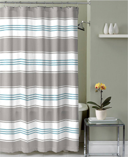 Royal Bath Parallel Beauty Striped Canvas Fabric Shower Curtain (70" x 72") - Grey