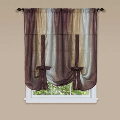 Traditional Elegance Ombre Window Curtain Tie Up Shade 50x63 - Chocolate