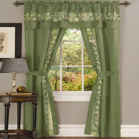 Traditional Elegance Fairfax 5 Piece Window Curtain Set - 55x84 - Sage