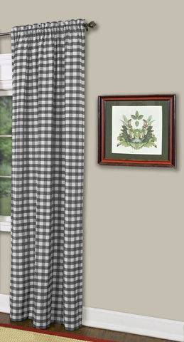 Traditional Elegance Buffalo Check Window Curtain Panel - 42x84 - Black