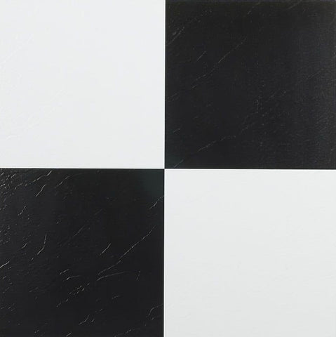 Traditional Elegance 5th Avenue Collection Black & White 12x12 Self Adhesive Vinyl Floor Tile - 45 Tiles/45 sq. Ft