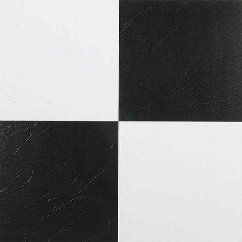 Traditional Elegance Madison Black & White 12x12 Self Adhesive Vinyl Floor Tile - 20 Tiles/20 sq. ft.