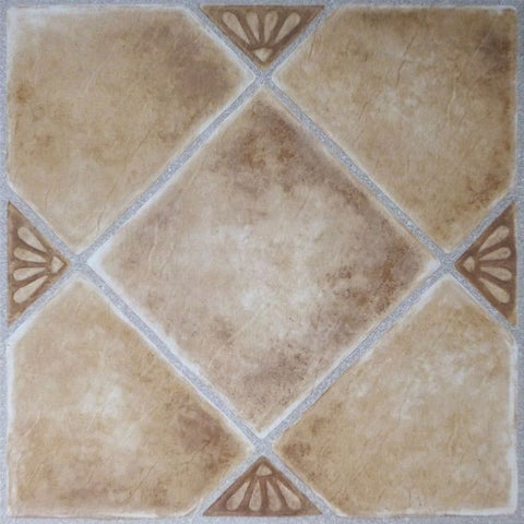 Traditional Elegance Madison Beige Clay Diamond with Accents 12x12 Self Adhesive Vinyl Floor Tile - 20 Tiles/20 sq. ft.