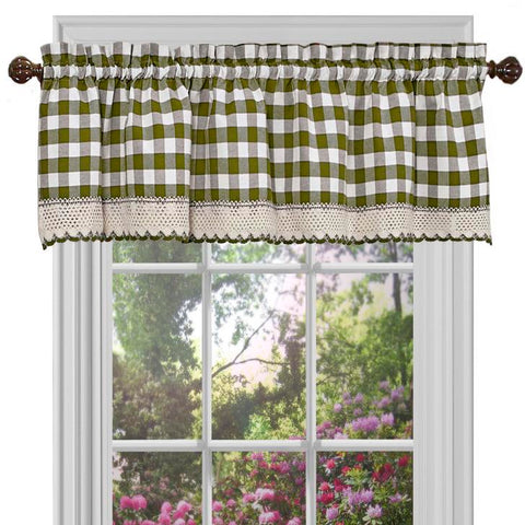 Traditional Elegance Buffalo Check Window Curtain Valance - 58x14 - Sage