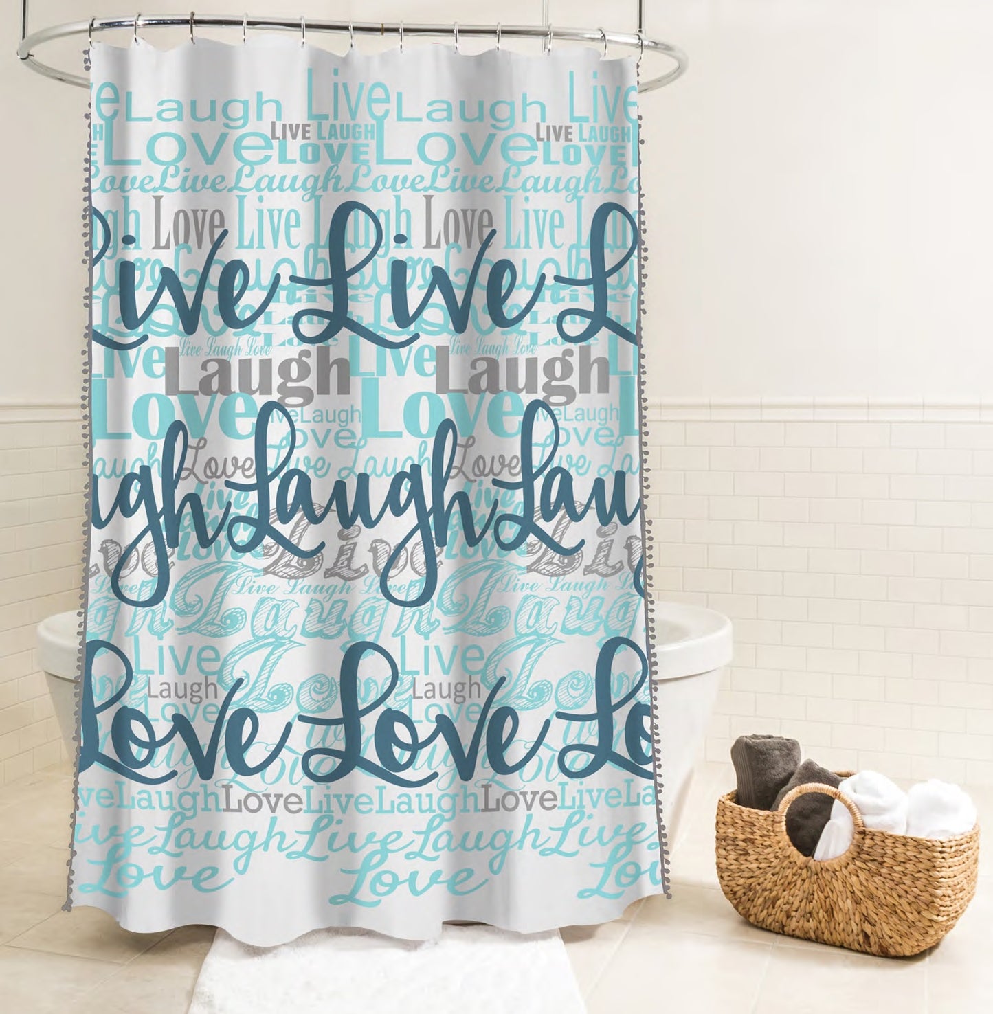 Royal Bath Live Laugh Love Fabric Shower Curtain (70" x 72")